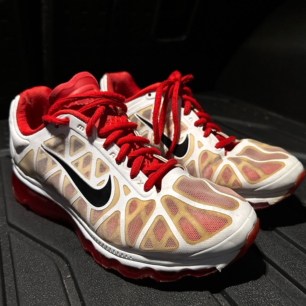 Nike White and Red Running Shoes